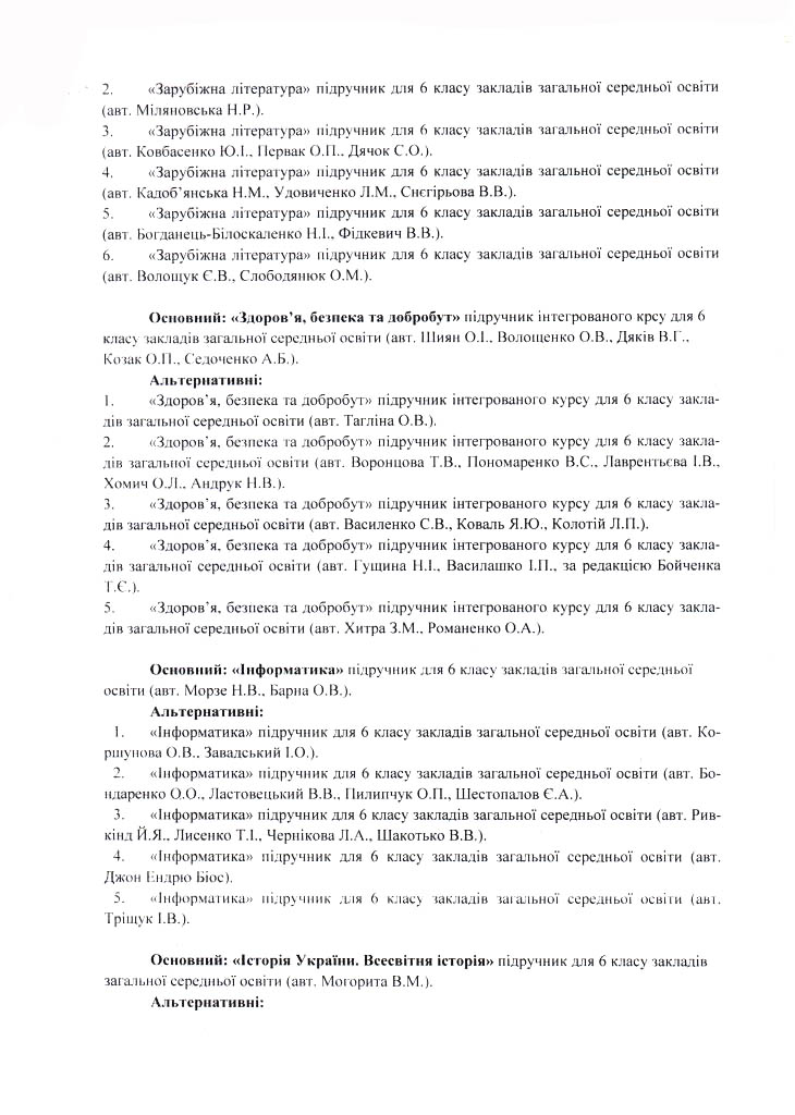 Вибір підручників 5 6 клас 2